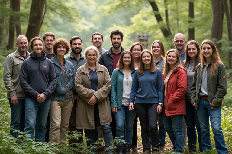 Team van Sylvora in het bos